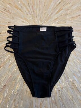 NWT Xhilaration Black High-Waist Strappy Bikini Bottoms